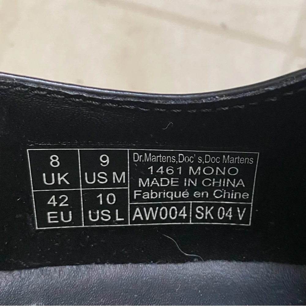 $160 Dr. Martens 1461 Mono Black Smooth Leather Lace-up Men's Oxford Derby Sz 9